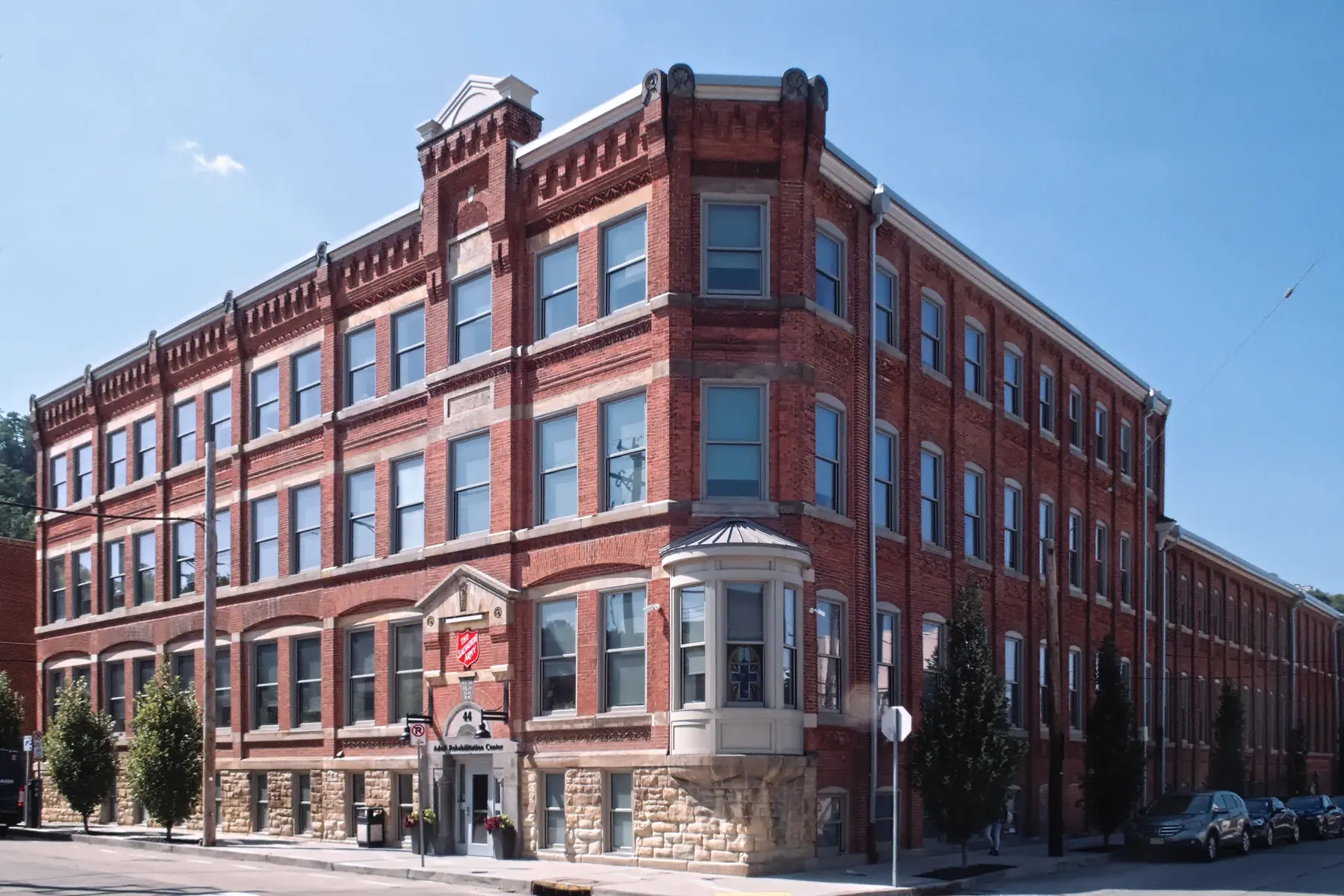 The former Ripley and Company glass works, a large brick industrial building on Pittsburgh's South Side